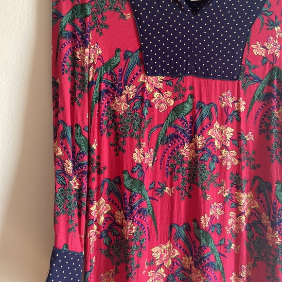 Anthropologie By Anthropologie Printed Pink Floral Polka Dots Dress - Picture 2 of 10